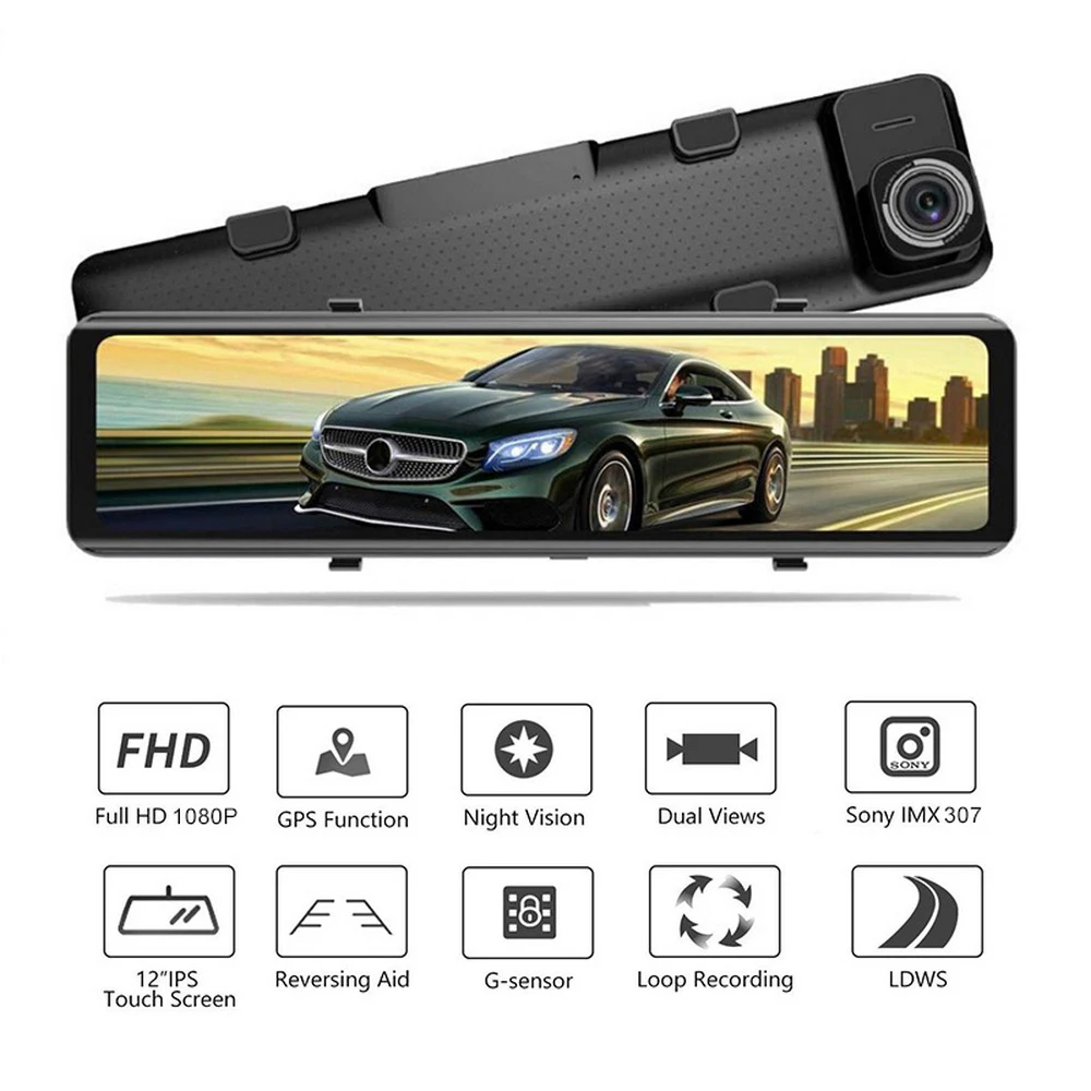 

3 Split Screen 12"4G Android 8.1 Car Rearview Mirror Camera 2+32G Dual Dvr ADAS WiFi BT 4.0 Dash Cam Dvrs Video Recorder