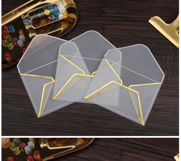 10pcs/set Transparent Paper Envelopes Hot Stamping Print Envelope for Card Storage DIY Scrapbooking Supplies