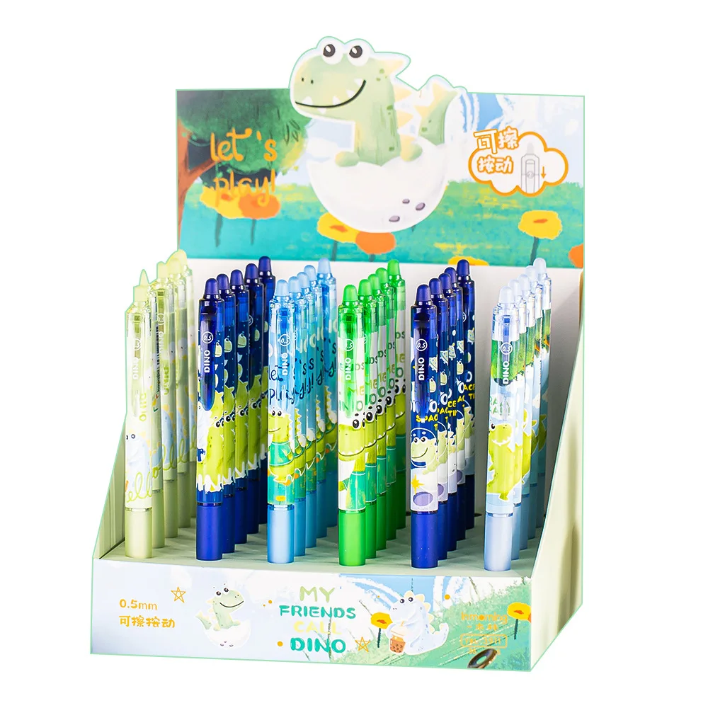 

36 pcs/lot Erasable Dinosaur Press Gel Pen Cute 0.5mm blue Ink Signature Pens Promotional Gift Office School Supply