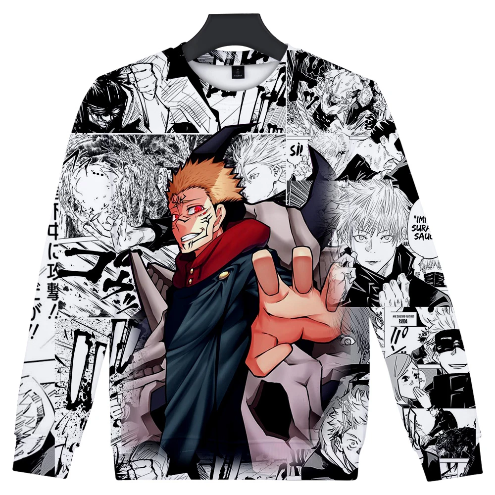 

2020 Anime jujutsu kaisen Sweatershirt O-Neck Men/Women Long Sleeve Sweatshirts Harajuku Streetwear Oversized Clothes