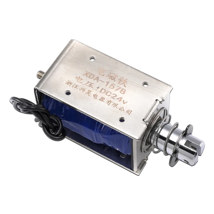 Электромагнит с нажимным захватом 1578 пользовательский ход 20 30 мм 12 24 В