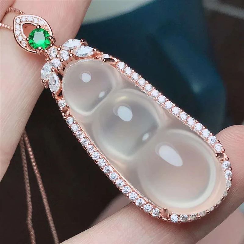 

Jadery Luxury Rose Gold 925 Sterling Silver Chain Necklace Natural Chalcedony Jade Gemstones Pendants Necklaces Women Jewelry