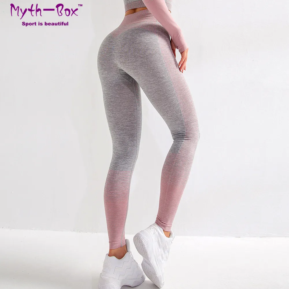 Women Leggings Sports High Waist Yoga Pant Gradient Running Trousers Quick Dry Gym Fitness Tights Elastic Jogging Leggins Female