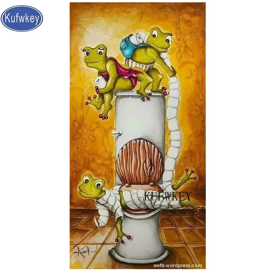 Лягушки туалетная бумага алмазная вышивка полная круглая квадратная живопись