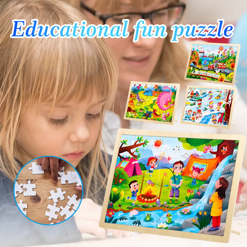 

Детский пазл настольная сборная головоломка с динозаврами 48 штук деревянные головоломки обучающая игрушка для детей Рождественский подар...