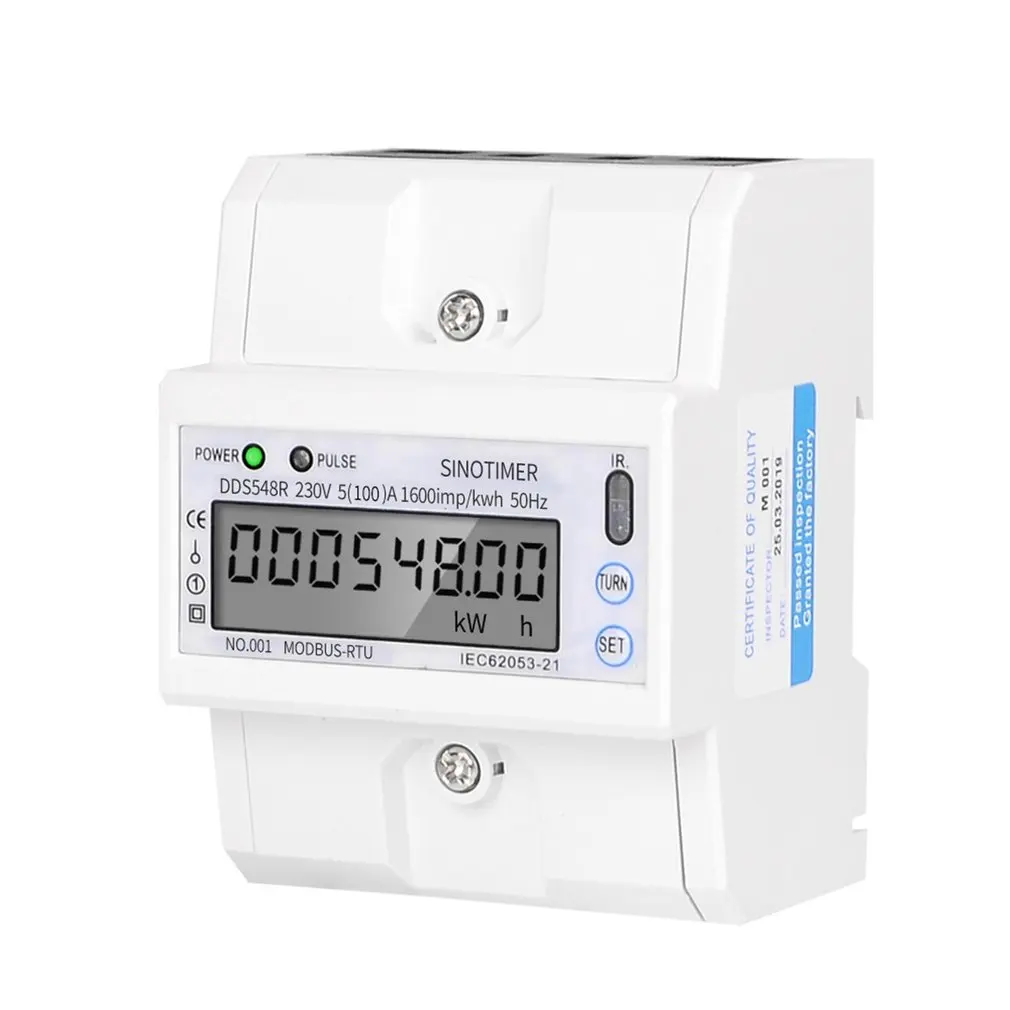Modbus RS485 5 100A 230V AC Мощность метр однофазный din рейку ЖК дисплей цифровой Дисплей