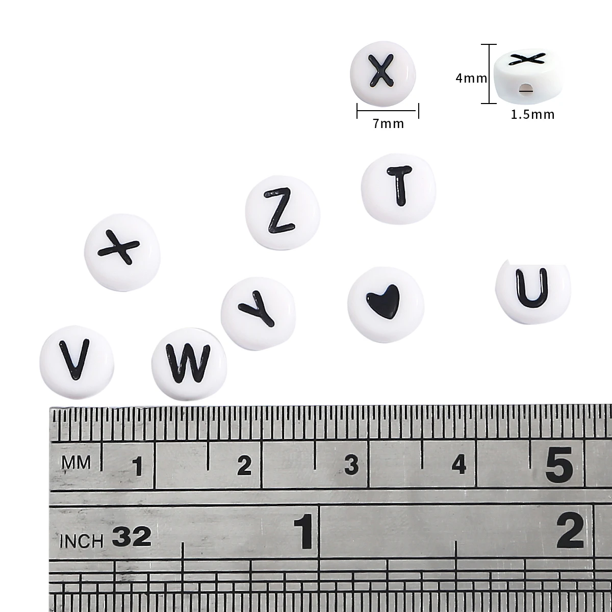 

7mm White Mixed Letter Acrylic Beads Flat Round Alphabet Spacer Beads For Jewelry Making Handmade Diy Bracelet Necklace