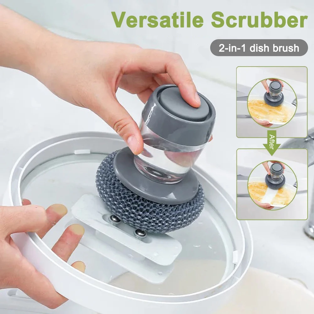 

Kitchen Soap Dispensing Palm Brush Easy Use Scrubber Wash Clean Tool Holder Soap Dispenser Brush Kitchen Cleaning Tool