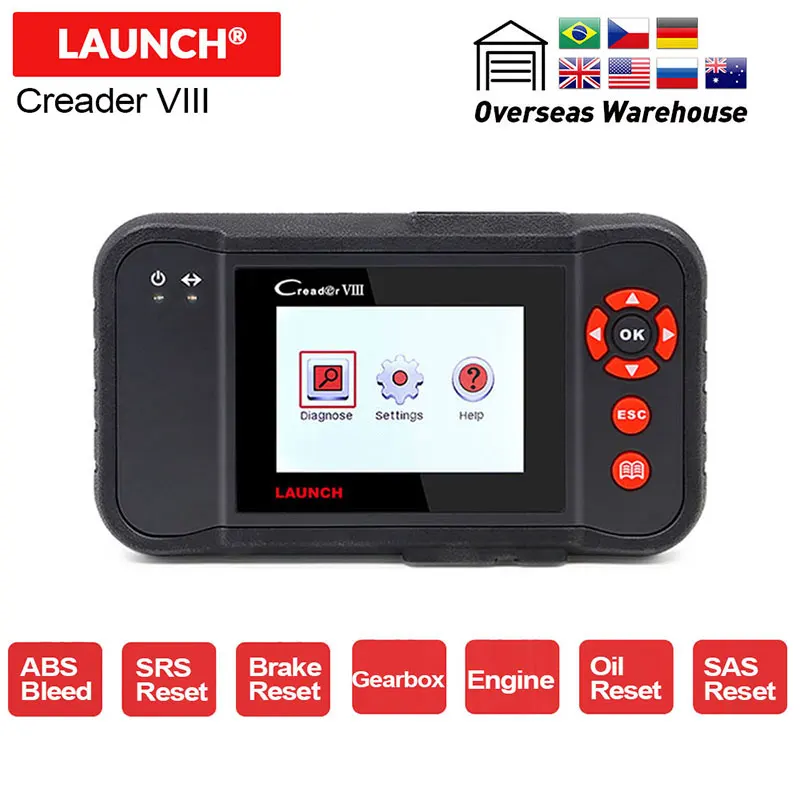 Launch X431 Creader VIII auto scanner ENG/AT/ABS/SRS Code Reader Brake/Oil/SAS reset free update OBD2 diagnostic tool