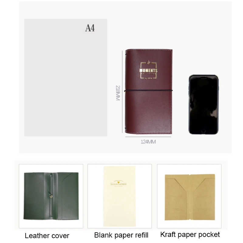 Серия моментов Ретро Дорожные дневники для ноутбуков стандартные кожаные