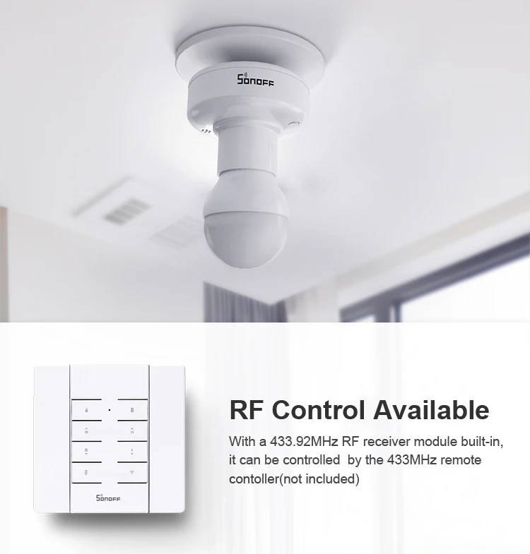Умный держатель лампы SONOFF Slampher R2 ITEAD WiFi 433 МГц RF E27 беспроводной для Amazon Alexa Google
