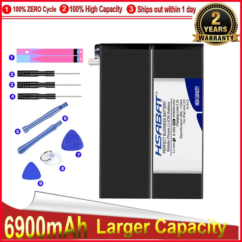Аккумулятор HSABAT 0 Cycle 6900 мАч для ipad mini 2 Retina 3 A1489 A1490 A1491 A1512 A1599 A1600 A1601|Батареи
