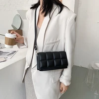 shoulder bag fashion lattice pattern messenger bag pu leather small square flap solid casual travel shoulder handbag for women