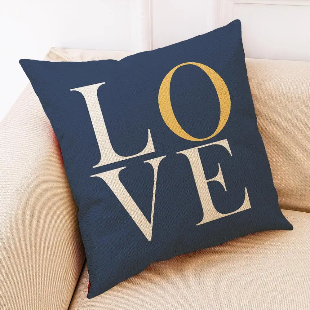 

Blue Geometric Wave Decorative Throw Pillows Cases Cotton Linen Cushions Covers for Sofa Home Bed Chair 9 Style 45x45