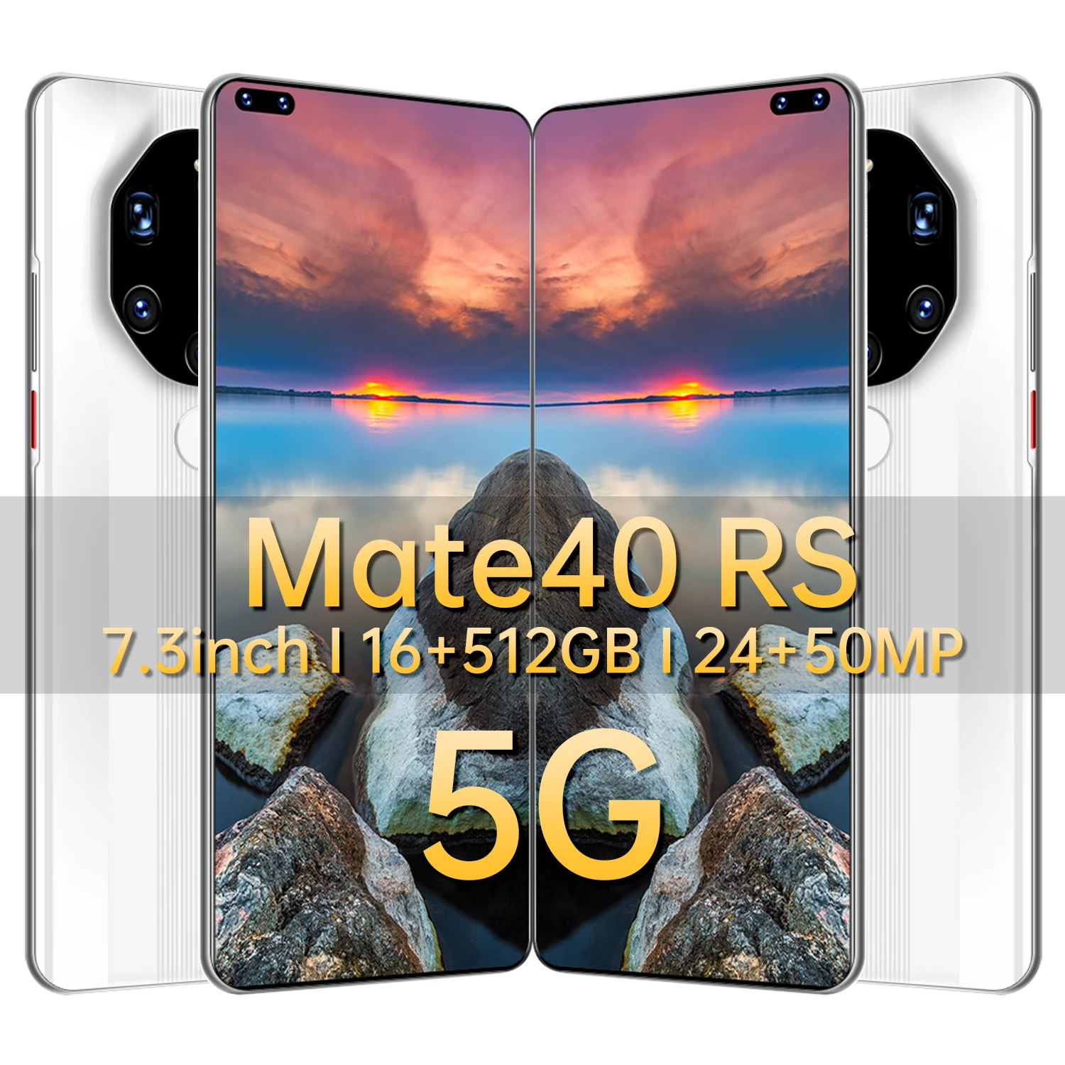 

Global Version Mate40 RS 7.3 Inch Smartphone 6800mAh Rear Five Camera 50MP Cellphone 16GB+512GB Android10 Phone 4G5G LTE