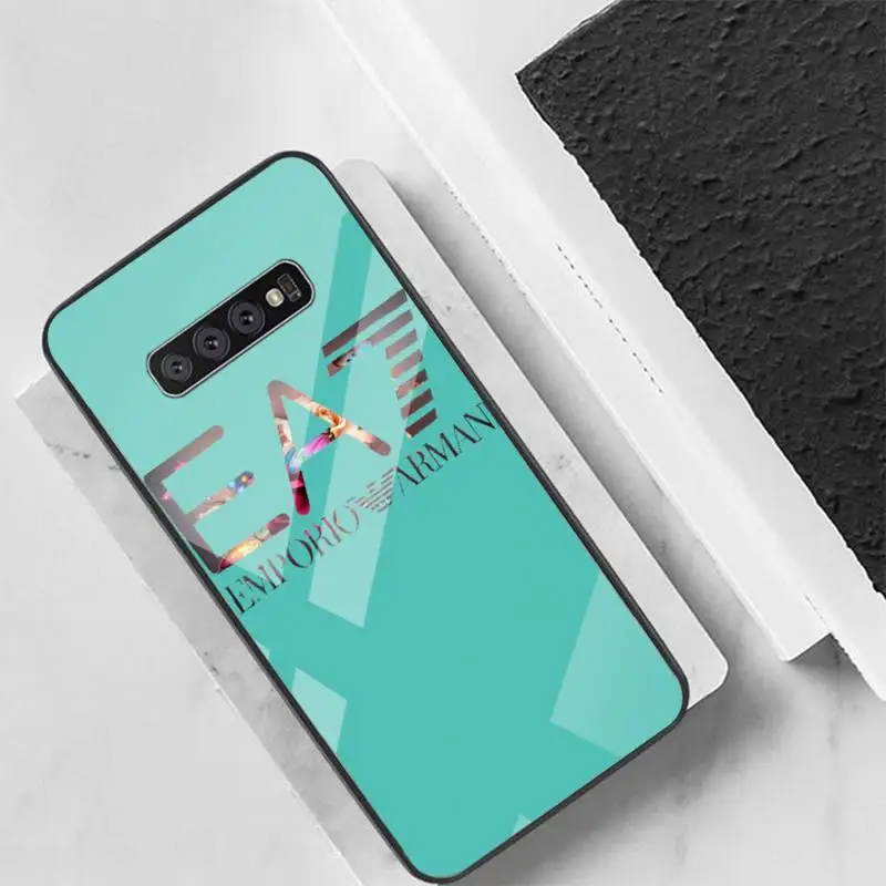 

Italian luxurys brand EA7 Back Cover For Samsung Cases S20 Plus S10 NOTE 8 9 10 10PRO Tempered Glass Soft Silicone Edge