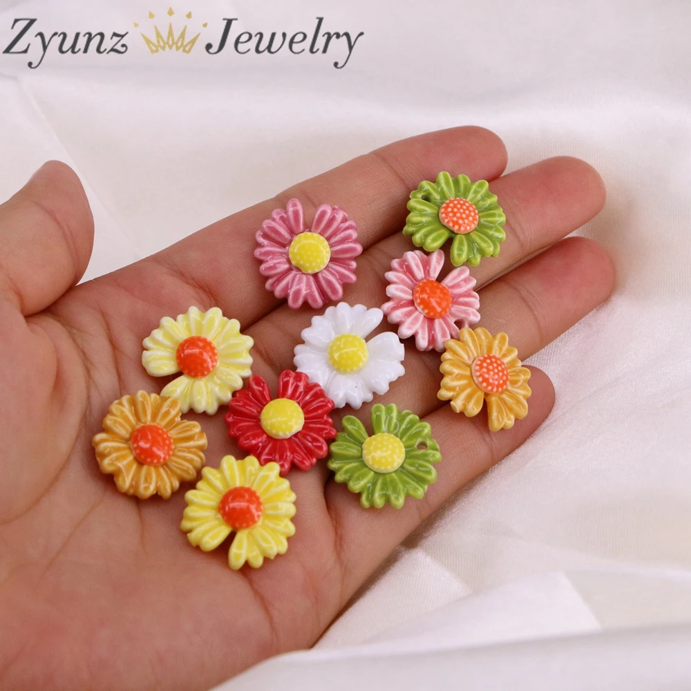 

20 шт., керамические бусины в форме цветка маргаритки