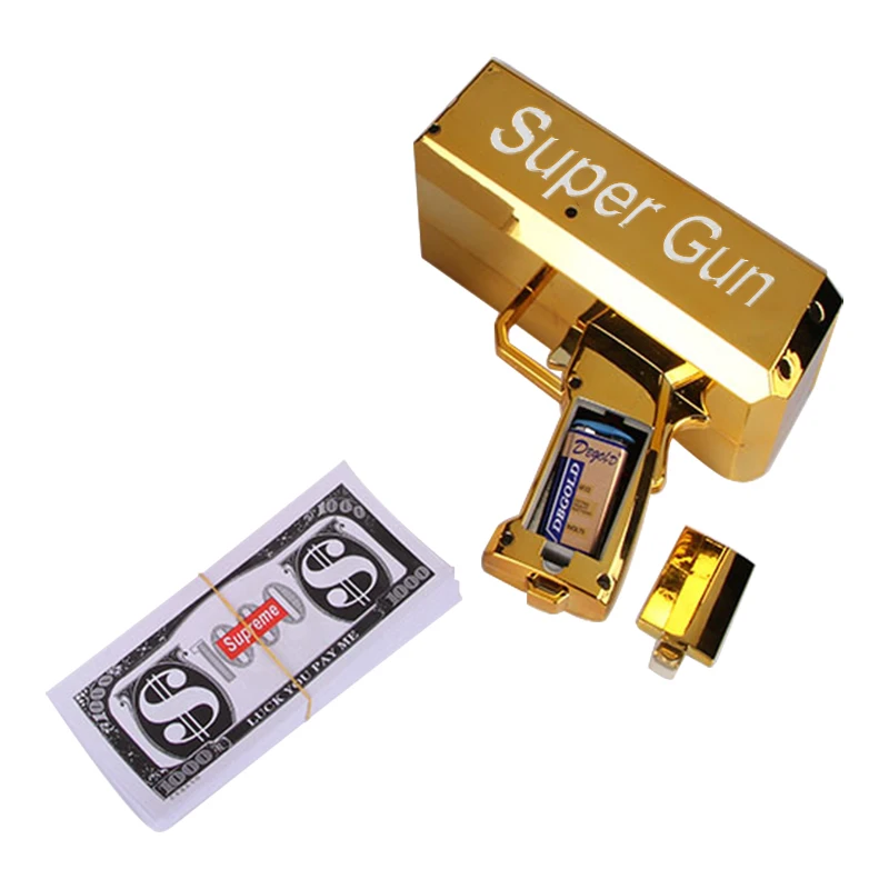 golden( no box) TUKATO Make It Rain Money Gun Red Cash Cannon супер пистолет игрушки 100 шт Банкноты Вечерние игры на открытом воздухе Забавный модный подарок пистолет игрушки - Цвет: golden( no box)