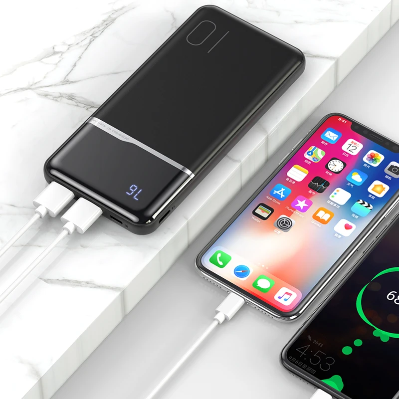 power bank 10000mah portable charger led external battery charger powerbank usb poverbank for iphone xiaomi huawei mobile phone free global shipping