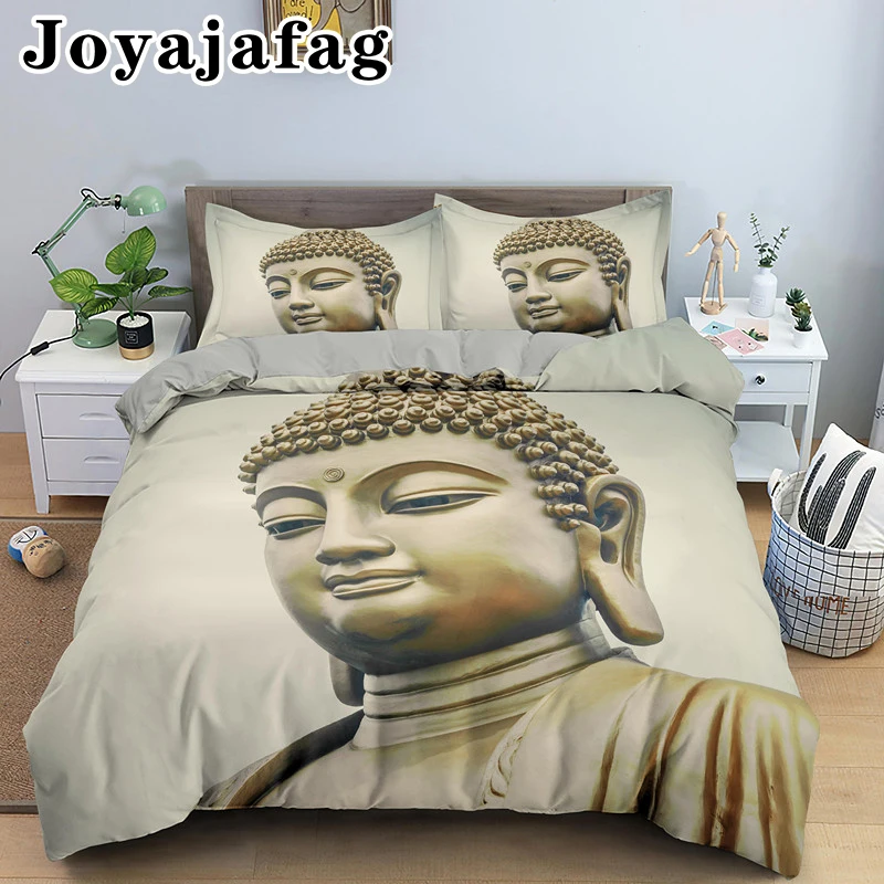 

Smile Buddha Statue Bedding Set Zipper Closure Single Double King Queen Duvet Cover With Pillowcase Bed Sets