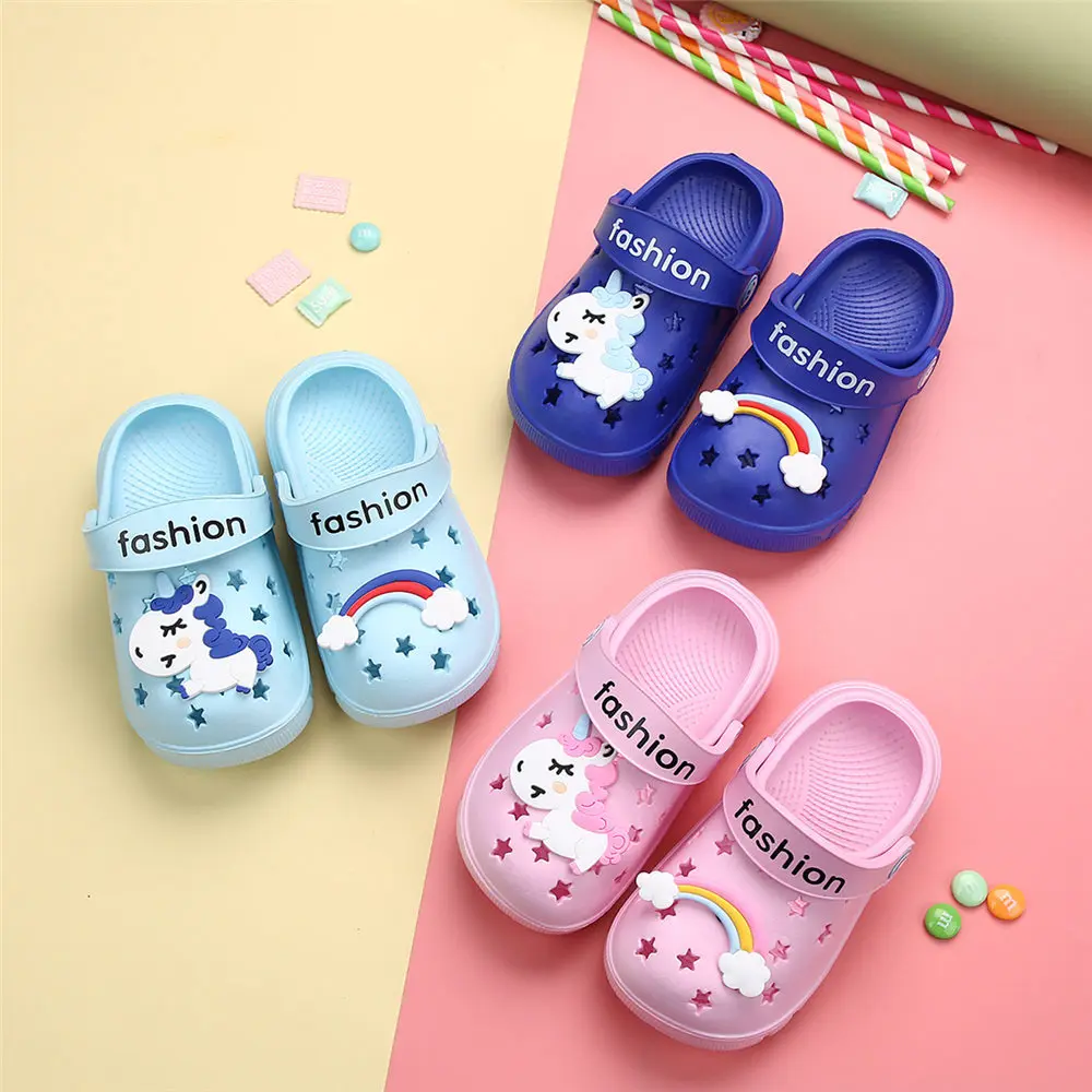 Детские тапочки сандалии летние Crocs Kitty Spidermen единорог радуга Супермен домашние
