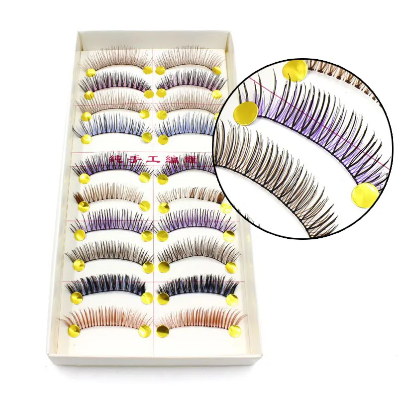 

10 Pairs Handmade False Eyelashes Black Long Thick Natural Fake Eye Lashes Extension Women Makeup Beauty Tools