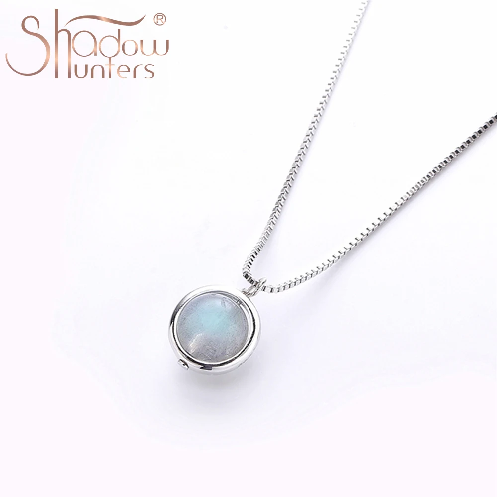 SHADOWHUNTERS Authentic 925 Sterling Silver Round Labradorite Pendant Necklaces For Women High Quality Silver 925 Jewelry