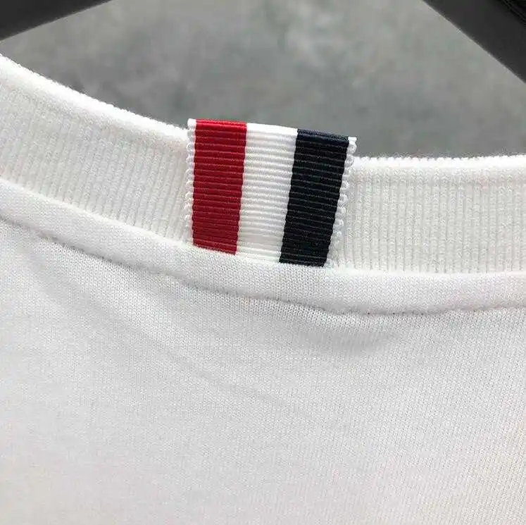 

2021 Fashion TB Brand T-Shirt Men Short Casual Clothing Solid Ball Print Pattern Summer O-neck Cotton Shirts Ins
