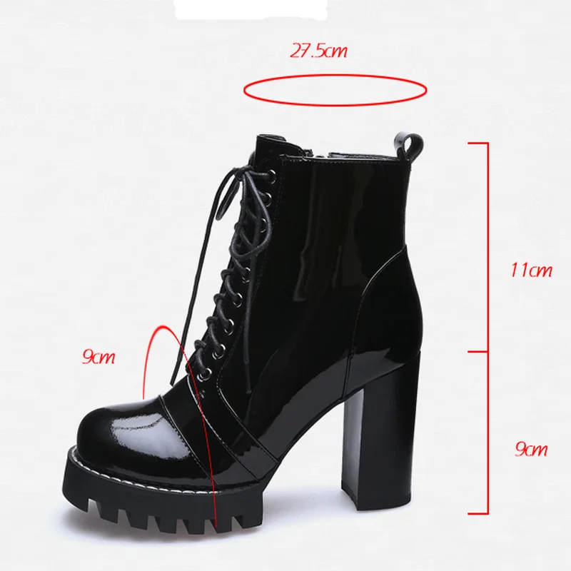 Женские ботильоны из лакированной кожи Осень зима|Женские полусапожки| |