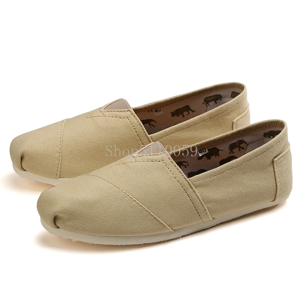 Женские парусиновые туфли без шнуровки удобные дышащие лоферы повседневная