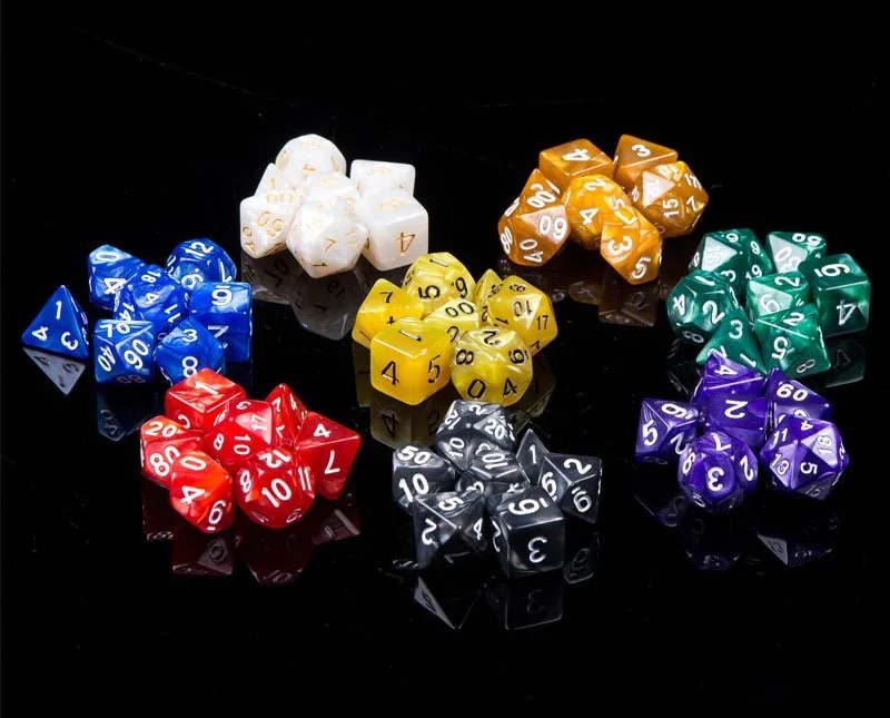 

7 шт./компл. разноцветные акриловые многогранные стерео кости DnD ролевые цифровые игральные кости Настольный набор зеркальных костей