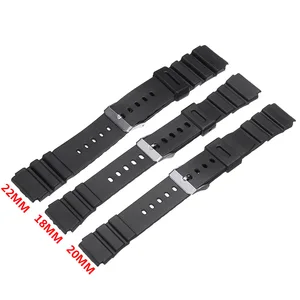Силиконовый ремешок Shellhard для наручных часов 182022 мм, мужской, унисекс, черный пластиковый ремешок для наручных часов, ремешок для спортивных часов, ремешок с пряжкой, браслет