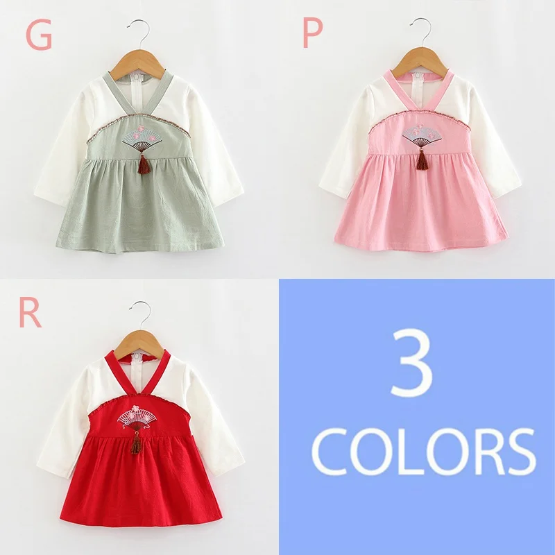 ✿BB-Baby Girl Sundress Summer Casual Baby Girls Floral Embroidery Long Sleeve Dress Kids Toddler Pageant | Детская одежда и