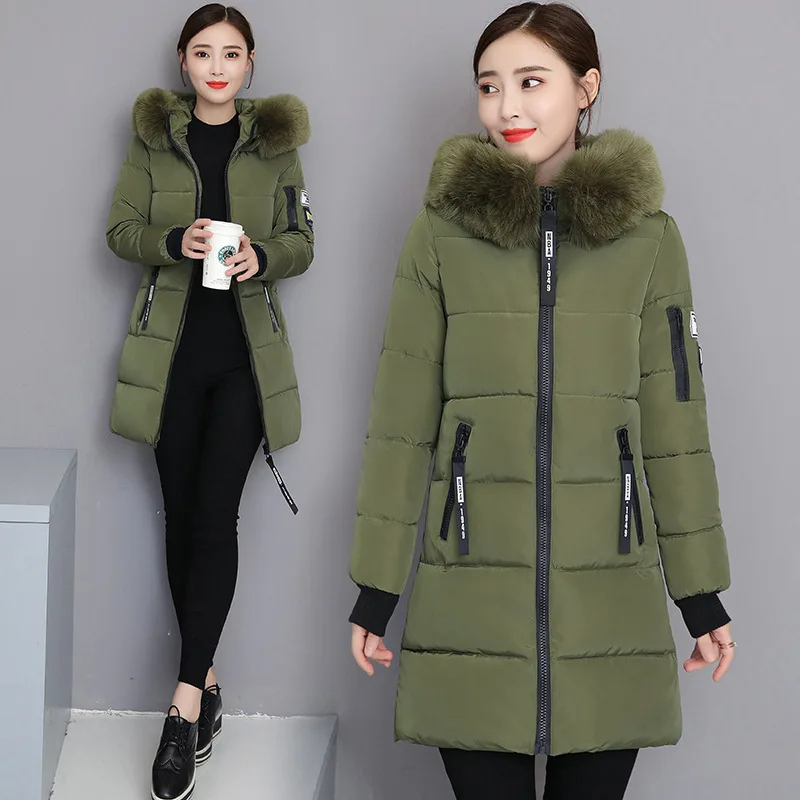 Winter Coat  Clothing for Women  Jacket The New Cotton Long Thicken Korean Version Hooded Big Fur Collar