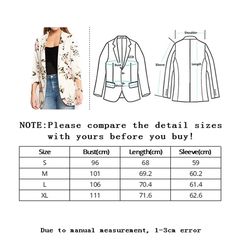 

Vangull Floral Printed Women Blazer Notched Collar Long Sleeve Office Ladies Coat Tops 2020 Spring Autumn Casual Female Blazers