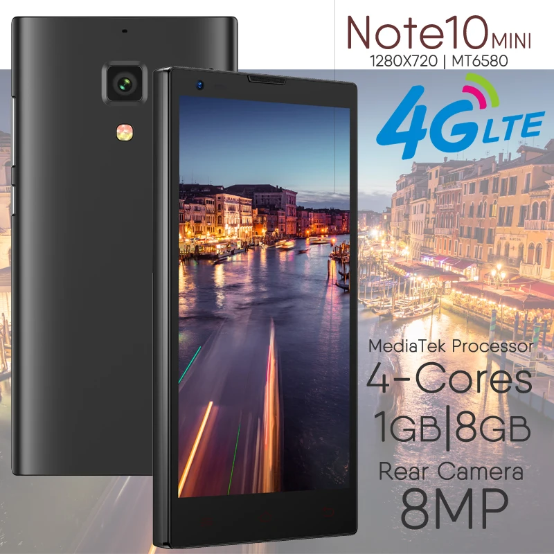 Смартфоны Note 10 MINI 4G lte Android Мобильные телефоны 8MP 720P четырехъядерный Процессор MTK 2G