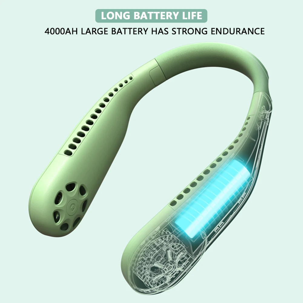 Мини вентилятор для шеи портативный безлопастной USB перезаряжаемый бесшумный