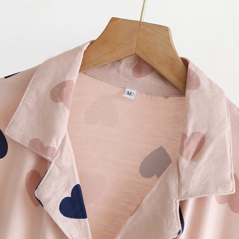 

2021 new spring and summer modal nightdress ladies long-sleeved thin pajamas simple love cardigan one-piece long skirt sleepwear