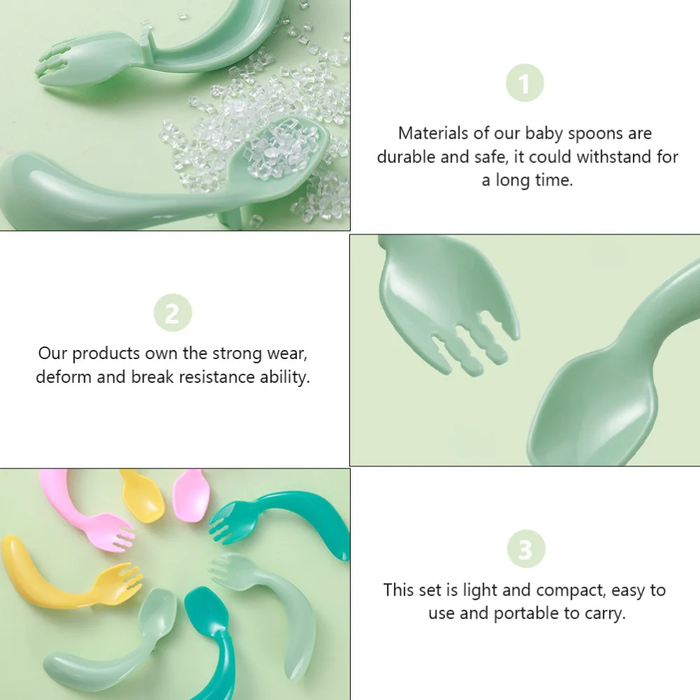 

1 Set Bendable Baby Spoon Fork Portable Lovely Baby Feeding Flatware Set