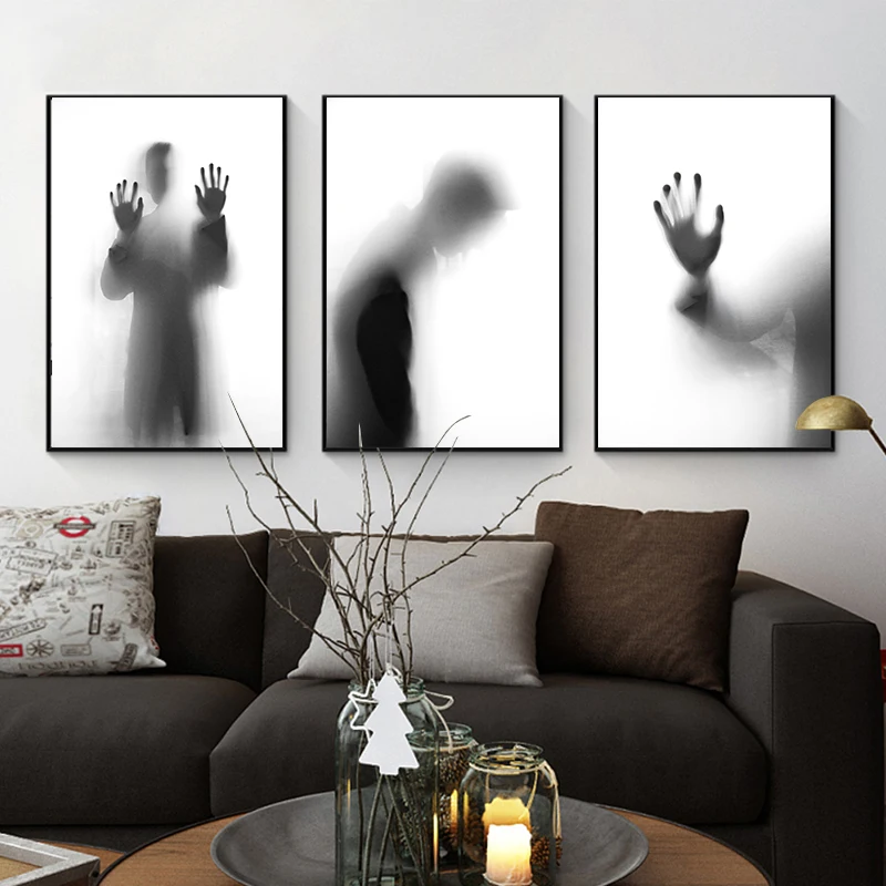 Рисунок Силуэт черный белый холст плакат абстрактная настенная живопись Печать