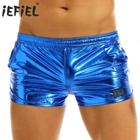 iefiel mens shiny metallic night club party jockstraps shorts elastic waistban boxer shorts performance clubwear costume trunks