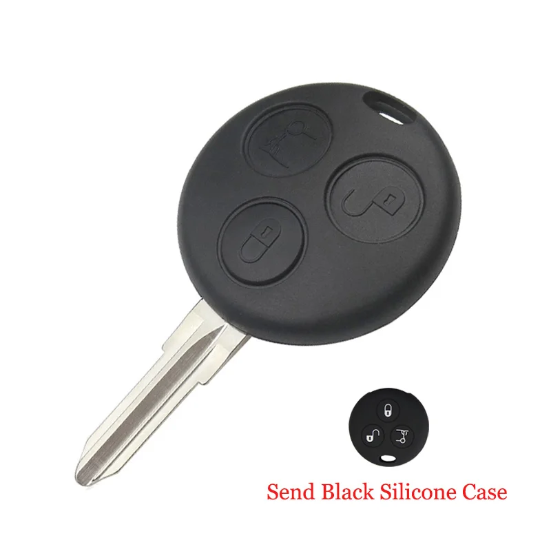remote with black OkeyTech дистанционный ключ для Mercedes Benz Smart Fortwo 450 451 454 Roadster Forfour Автомобильный ключ отправить силиконовый чехол 433 МГц 3 кнопки - Количество кнопок: remote with black