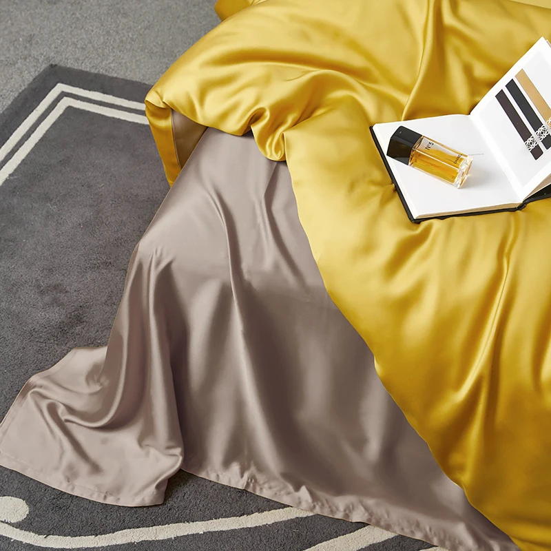 

SlowDream Beauty Premium Quality 100% Silk Bedding Set Healthy Silk Duvet Cover Set Pillwocase Queen King Flat Sheet For Sleep