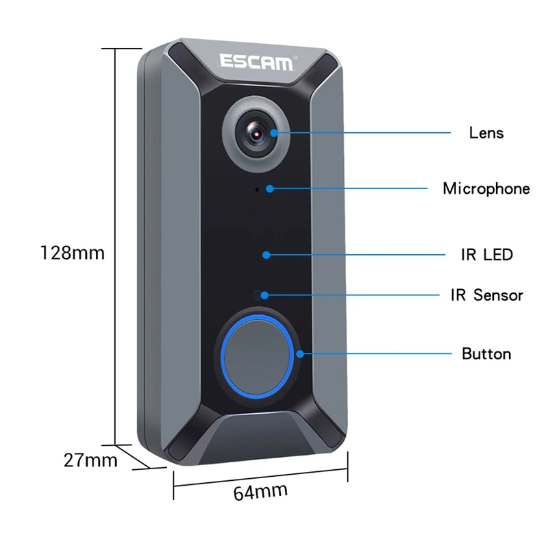 

ESCAM V6 Doorbell Surveillance Camera 720P Home Waterproof Security Wireless Doorbell Camera with Indoor Ding Dong