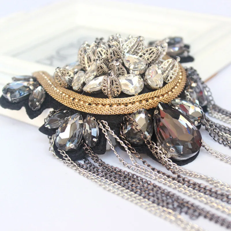 Преувеличенные кисточки блестки со стразами подвесной эполет эполета костюмная