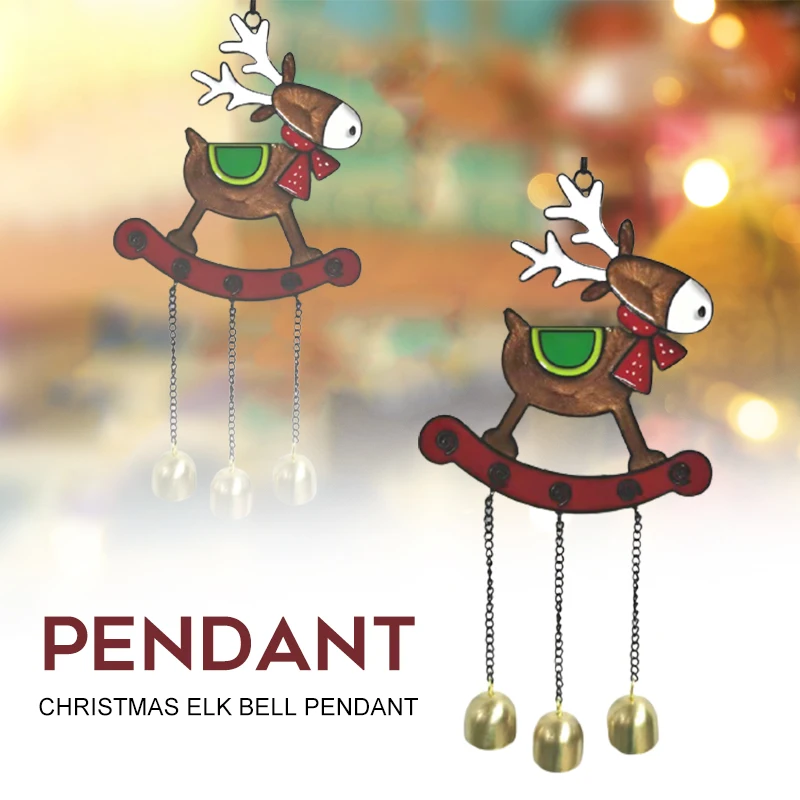 

Lovely Christmas Elk Bell Pendant Romantic Xmas Tree Hanging Ornament for Home Living Room Bedroom Decor Hot