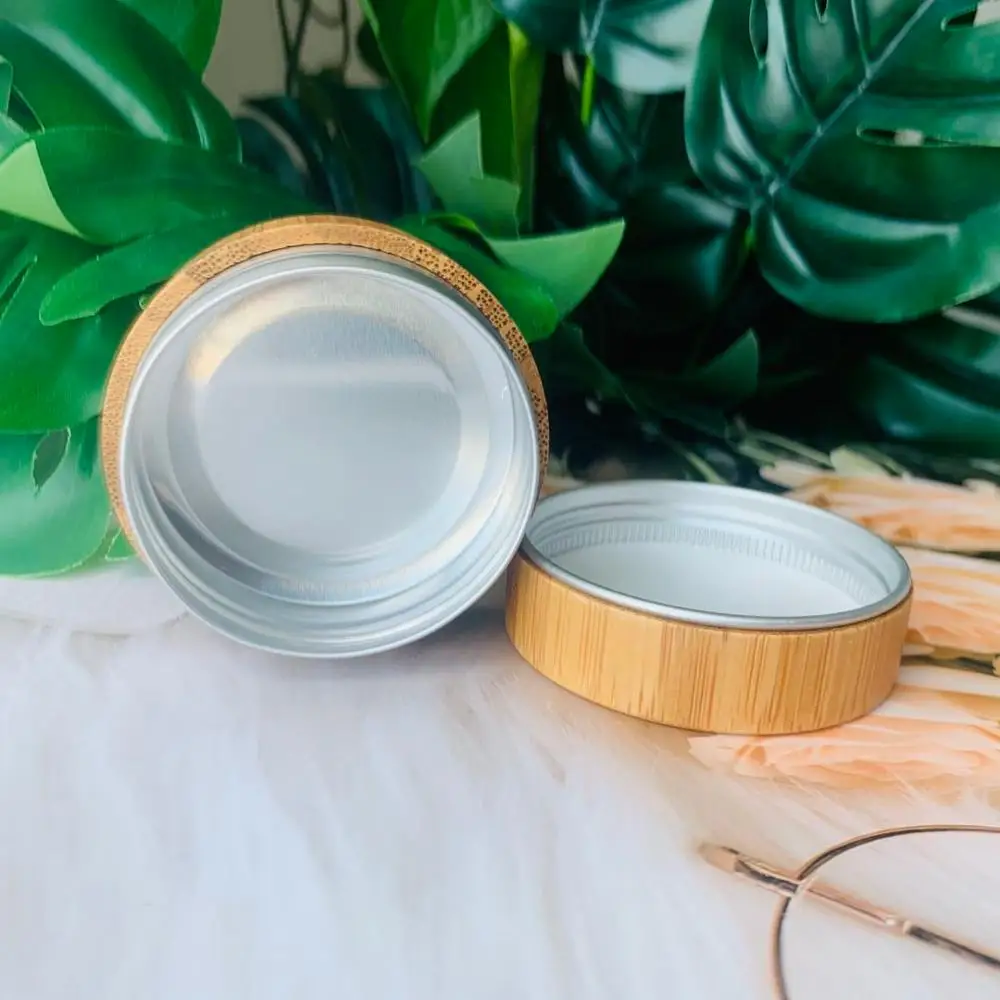 

50pcs 10g 30g 100pcs/lot bamboo Aluminum jars Make-Up Skin Care Container engraving logo bamboo cream cosmetic jar