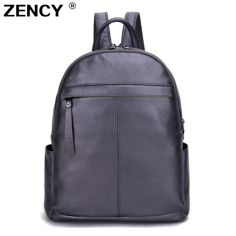ZENCY, 9 цветов, натуральная коровья кожа, женский рюкзак, первый слой, Воловья кожа, белые, серебристые, серые рюкзаки, дорожная школьная сумка для покупок
