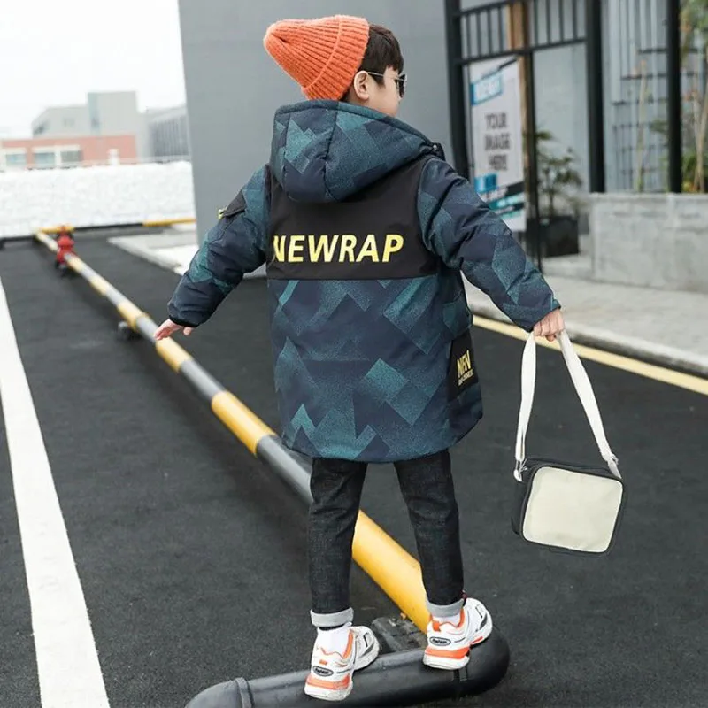 

Winter Polyester Jacket For Boy 2021 Keep Warm Camouflage Thicken Hooded Fashion Cotton Coat Handsome Casual Children's Clothing