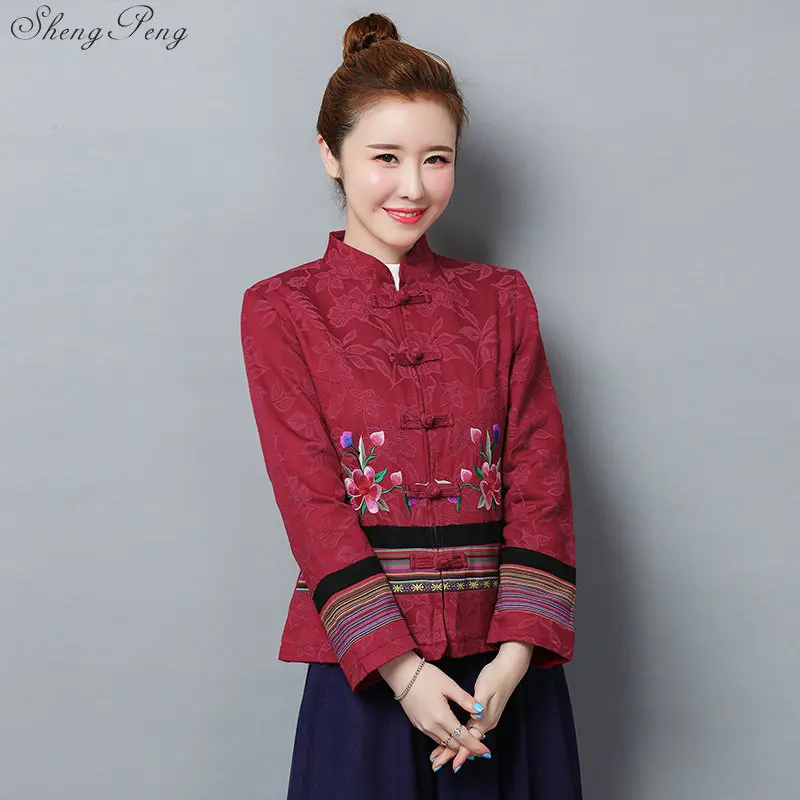 Женская жаккардовая куртка с вышивкой свободная короткая в китайском стиле